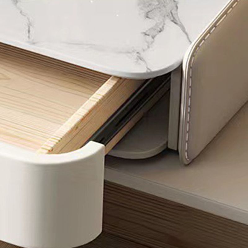 Beige 3/4-Drawers Dressing Table Faux Leather Make-up Vanity Desk Clearhalo 'Bedroom Furniture' 'furn' 'furn_makeup_vanities' 'Furniture' 'Makeup Vanities' 'makeup_vanities' 1200x1200_00f67ebd-7ddd-4351-8a77-de8b7a4e524f