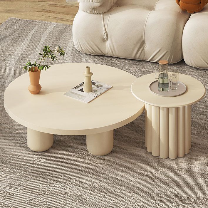 Modern Round Wooden Coffee Table Set Solid Wood 4 Legs Cocktail Table Clearhalo 'Coffee & Accent Tables' 'Coffee Tables' 'coffee_tables' 'furn' 'furn_coffee_tables' 'Furniture' 'Living Room Furniture' 1200x1200_00f834ab-2f1a-4638-98e7-d330a719979f