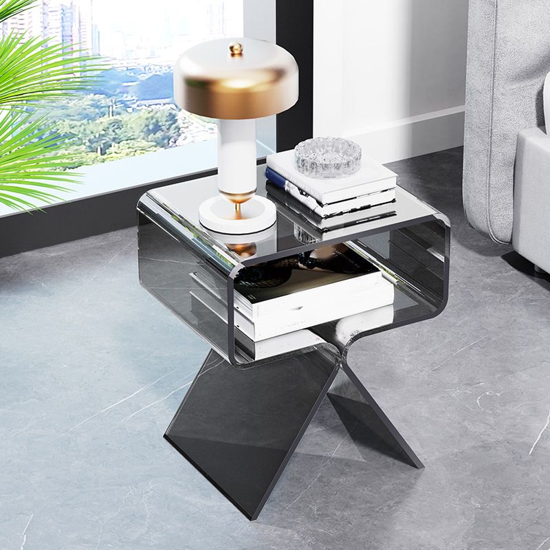 Plastic Abstract End Table Rectangular Corner Table with Storage