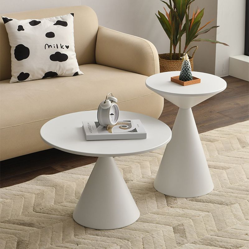 Table d'angle contemporaine metal rond piédestal latérale