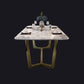 Glam Style Sintered Stone Dining Set with Traditional Height Table and Golds Trestle Base Clearhalo 'Dining Room Sets' 'Dining Tables & Seating' 'dining_room_set' 'furn' 'furn_dining_room_set' 'Furniture' 'furniture_dining_room_set' 'Kitchen & Dining Furniture' 'kitchen&dining_furn' 'kitchen' 1200x1200_00f9ed5c-7fcc-47be-bc76-9737bb3df213