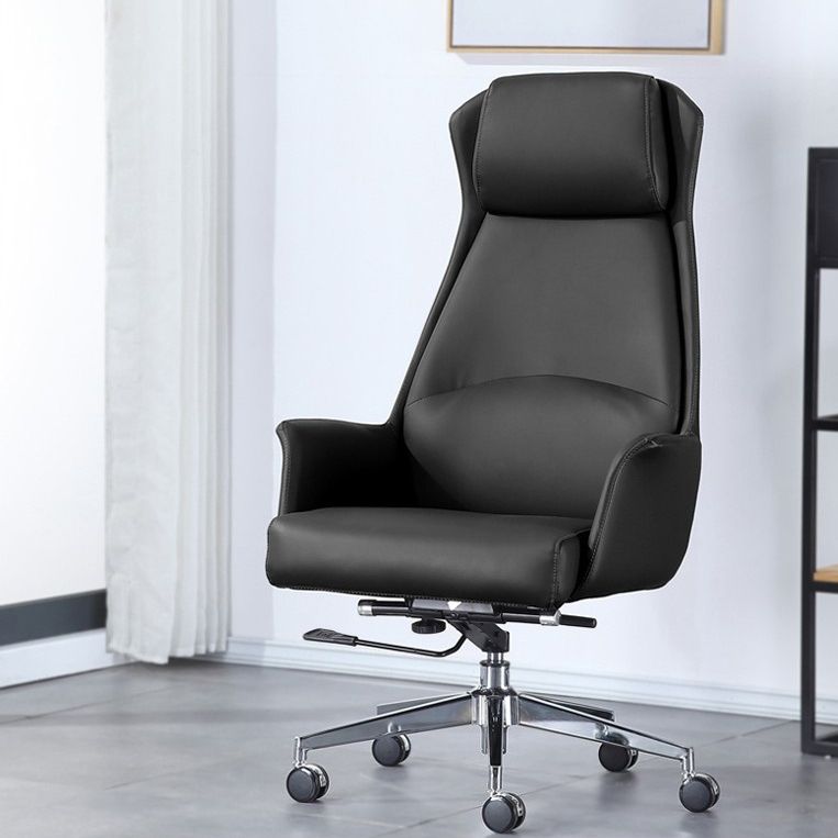 Modern Style Task Chair Leather Office Chair with Fixed Arms Clearhalo 'furn' 'furn_office_chair' 'Furniture' 'Office Chairs' 'Office Furniture' 'office_chair' 1200x1200_00fbc133-1b88-4687-a182-ff8315be9618