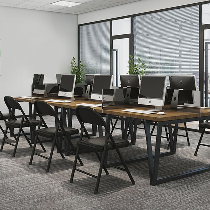 Silla de conferencia tapizada sin brazo silla de cuero de espalda baja