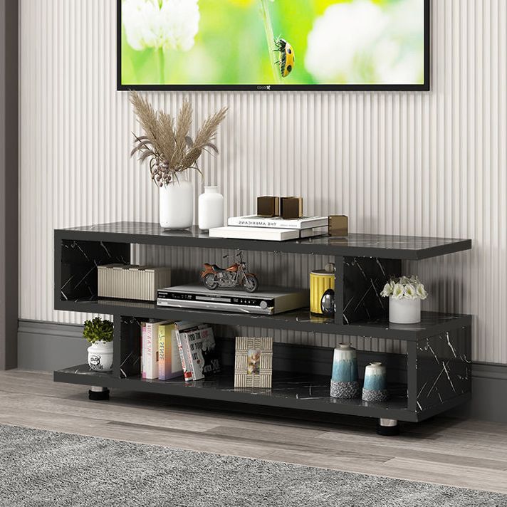 Modern Open Storage TV Console , Wood and Metal TV Stand in Wood Finish Clearhalo 'furn' 'furn_tv_stands_entertainment_centers' 'Furniture' 'Living Room Furniture' 'TV Stands & Entertainment Centers' 'TV Stands & Media Storage Furniture' 'tv_stands_entertainment_centers' 1200x1200_00fe1c48-790e-44e6-a99e-99cfa2add3ce