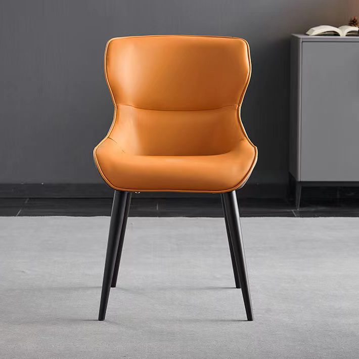 Sedie da pranzo in pelle finta moderna gambe in metallo nero
