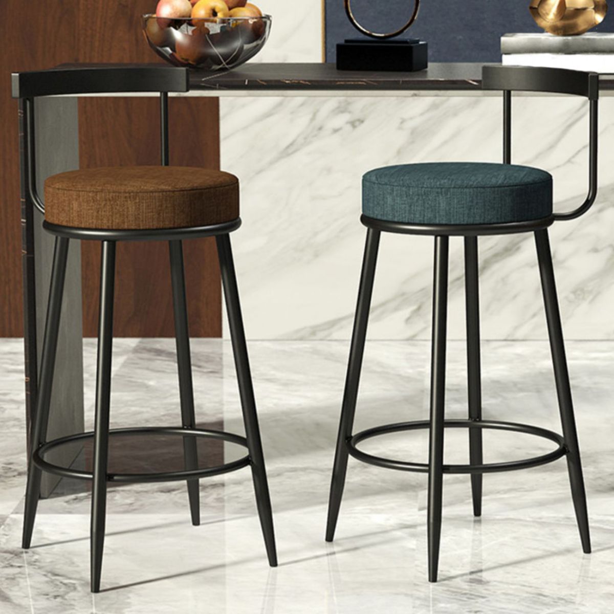 Industrial Armless Backrest Counter Stool Iron Cafe Bar Stool with Cushion and Pedal Clearhalo 'Bar Furniture' 'Bar Stools' 'bar_stools' 'furn' 'furn_bar_stools' 'Furniture' 'furniture_bar_stools' 'Kitchen & Dining Furniture' 1200x1200_0101c45c-321c-4c99-bc3a-73ca604c030d