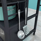 Modern Dining Room Prep Table Rectangular Kitchen Trolley with Storage Cabinet