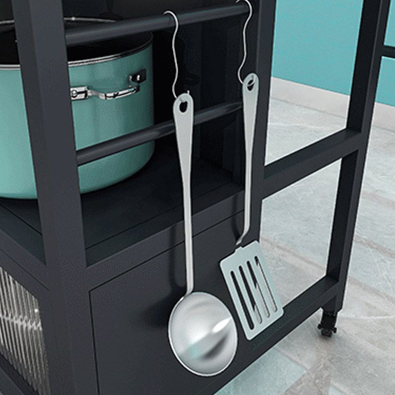 Modern Dining Room Prep Table Rectangular Kitchen Trolley with Storage Cabinet