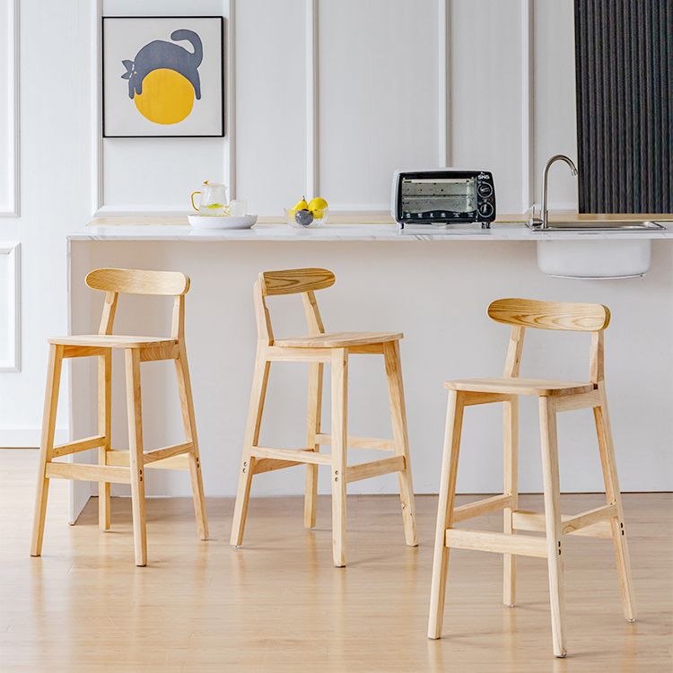 Oak Wood Armless Bar Stool Modern Indoor Barstool with Backrest and Footrest Clearhalo 'Bar Furniture' 'Bar Stools' 'bar_stools' 'furn' 'furn_bar_stools' 'furniture_bar_stools' 'Kitchen & Dining Furniture' 'kitchen&dining_furn' 'kitchen' 'kitchen_furn' Furniture' 1200x1200_0102392e-ec29-455a-a7a6-5fab4c6d429b