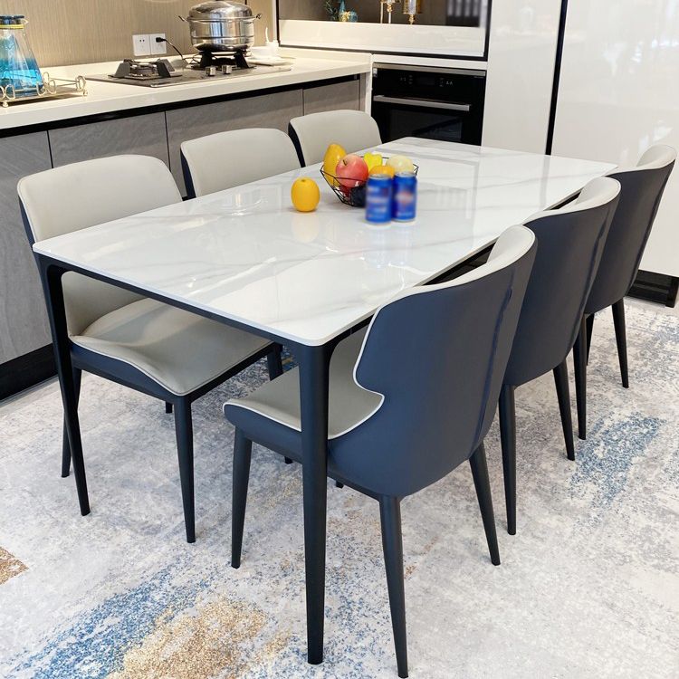 Sintered Stone White Dining Table Industrial 4 Legs Table for Dining Room Clearhalo ' dining_table' 'Dining Tables & Seating' 'Dining Tables' 'furn' 'furn_dining_table' 'Furniture' 'furniture_dining_table' 'Kitchen & Dining Furniture' 'kitchen&dining_furn' 'kitchen' 'kitchen_dining_table' 1200x1200_0102f696-762f-4dfd-8f67-a86f8b55c83b