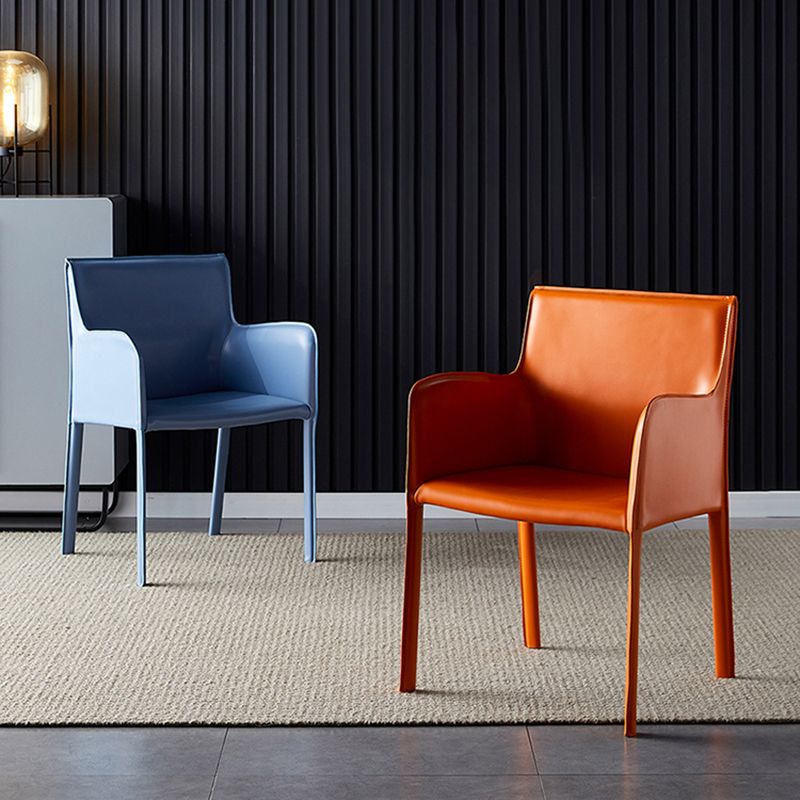 Leather Dining Armchair Upholstered Arm Single Chair with Metal Legs Clearhalo ' kitchen&dining_furn' 'Dining Chairs' 'Dining Tables & Seating' 'dining_chair' 'furn' 'furn_dining_chair' 'Furniture' 'furniture_dining_chair' 'Kitchen & Dining Furniture' 'kitchen' 1200x1200_0103b0cc-ee22-4931-a88d-79656d204616