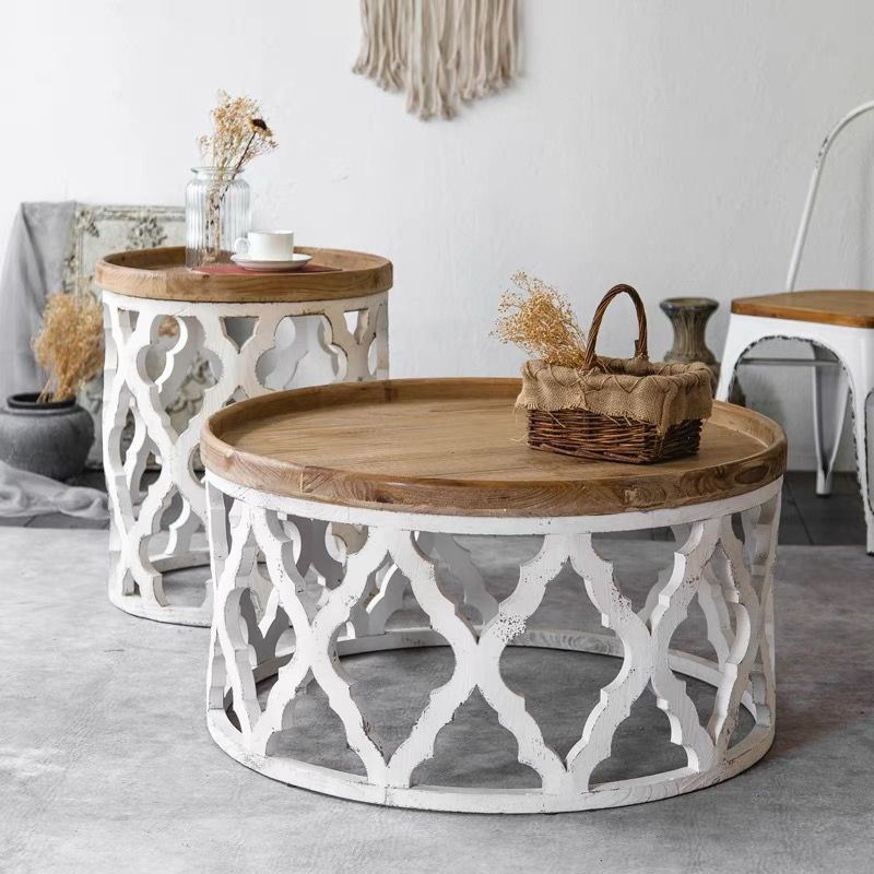 Rustic Solid Wood/Metal Round Distressed Living Room Accent Side Table Clearhalo 'Coffee & Accent Tables' 'End & Side Tables' 'end_side_tables' 'furn' 'furn_end_side_tables' 'Furniture' 'Living Room Furniture' 1200x1200_0103bb34-e5fe-4cee-927e-8f904a90870f