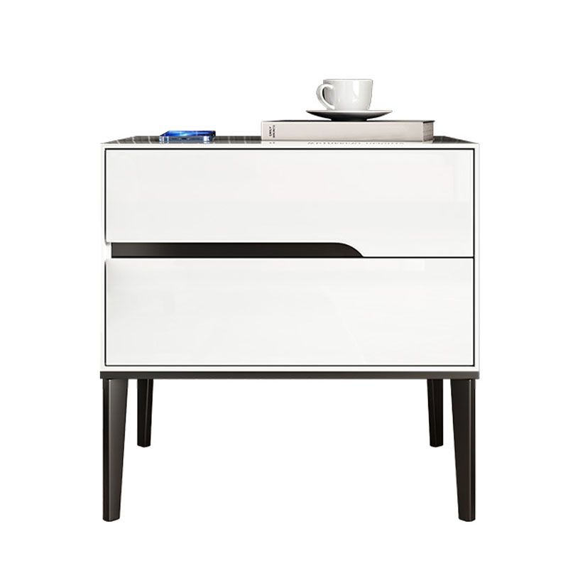 Comodino in legno massiccio mobile contemporaneo con 2 cassetti