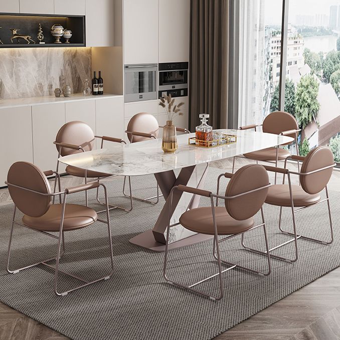 Modern Sintered Stone Dining Table Set 1/2/5/7 Pieces Rectangle Dining Set Clearhalo 'Dining Room Sets' 'Dining Tables & Seating' 'dining_room_set' 'furn' 'furn_dining_room_set' 'Furniture' 'Kitchen & Dining Furniture' 1200x1200_0108937a-4d22-4d7c-bcc2-2f51bec5874b