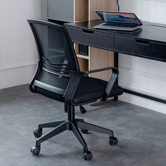 Black Contemporary Office Chair Breathable Air Grid Upholstered Desk Chair Clearhalo 'furn' 'furn_office_chair' 'Furniture' 'Office Chairs' 'Office Furniture' 'office_chair' 1200x1200_010a24b3-0cd8-4b73-a8f7-78fd7c7e8f3d