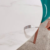 Table à manger top ovale blanc table à manger de luxe traditionnelle avec cadre en or rose