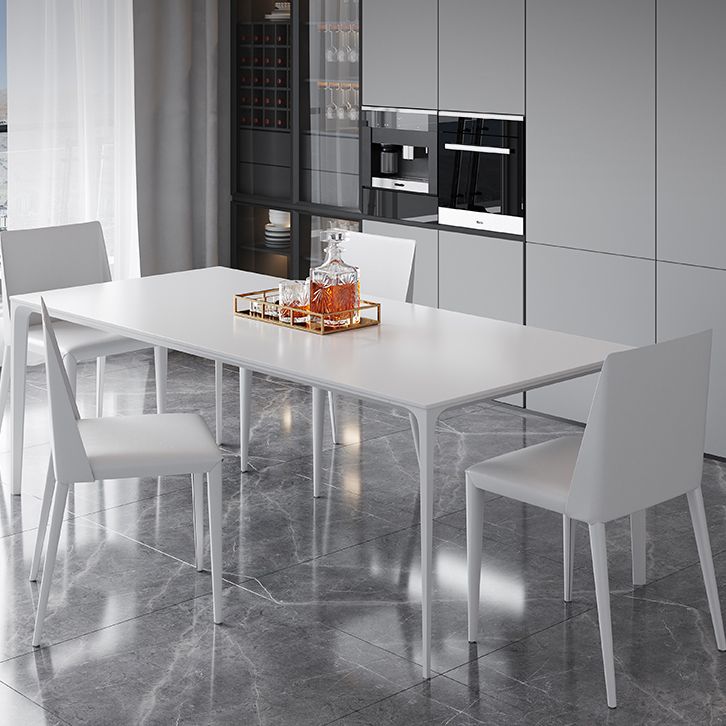 Simple Rectangle Shape Standard Dining Table White Sintered Stone Dining Table with 4 Legs Base Clearhalo ' dining_table' 'Dining Tables & Seating' 'Dining Tables' 'Furniture' 'furniture_dining_table' 'Kitchen & Dining Furniture' 'kitchen&dining_furn' 'kitchen' 'kitchen_dining_table' 1200x1200_010ebd0e-f171-401c-815e-1f45ae56a223