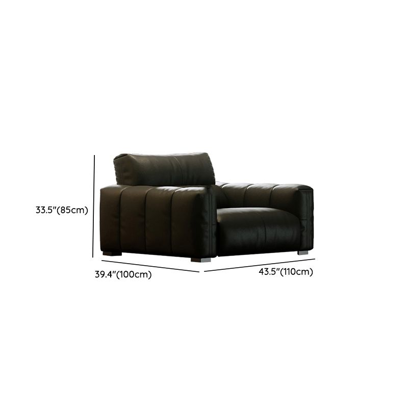 Black Genuine Leather Sofa Mid-Century Modern Square Arm Sofa Clearhalo 'furn' 'furn_sofas' 'Furniture' 'Living Room Furniture' 'Sofa' 'sofas' 1200x1200_0111832a-8aa4-4b4d-bf11-2ad4942b18bc