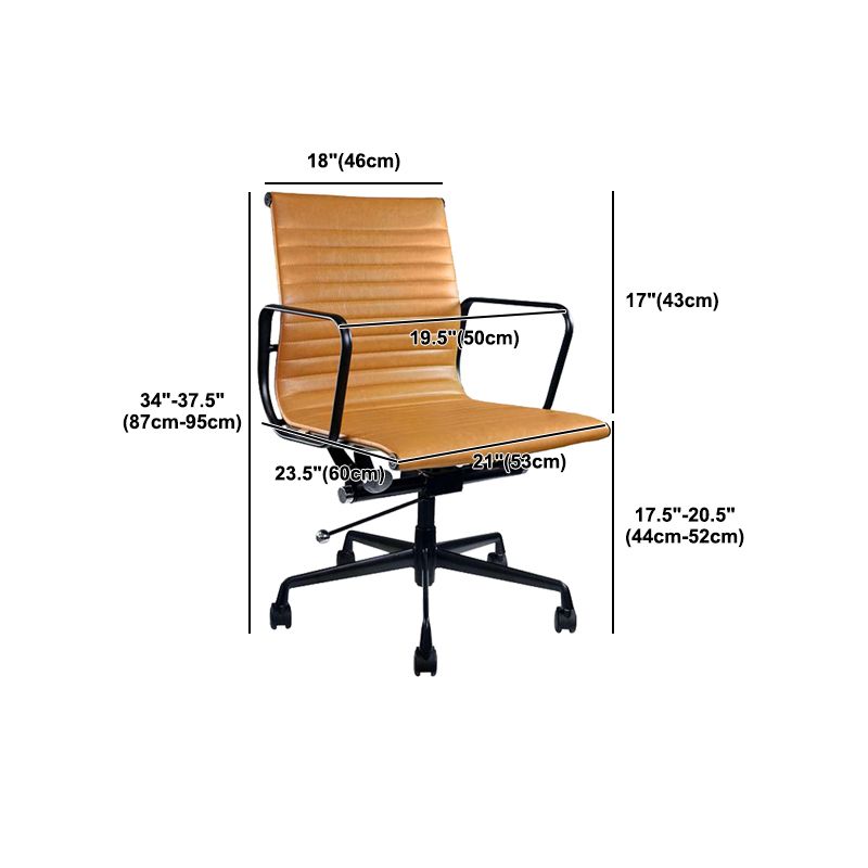 Contemporary Arm Chair Adjustable Seat Height Orange Leather Office Chair Clearhalo 'furn' 'furn_office_chair' 'Furniture' 'Office Chairs' 'Office Furniture' 'office_chair' 1200x1200_01134ad5-9a5c-472a-bf5e-11af53bd7a75