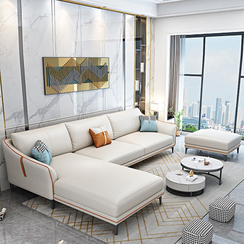 Divano braccio inclinato in pelle moderna di metà secolo con cuscini con cuscini