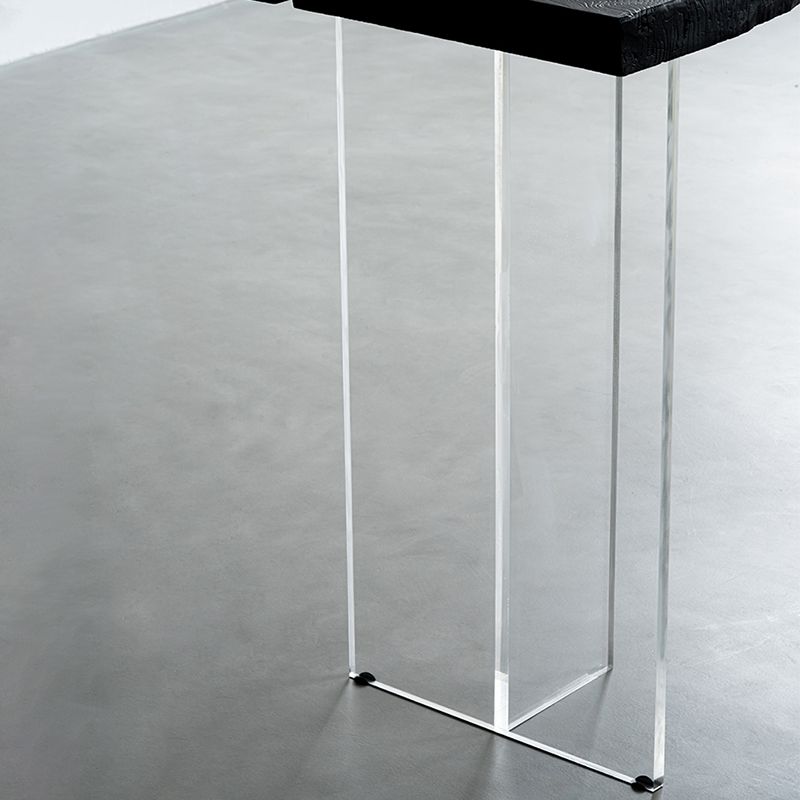 Bartisch mit schwarzer Eschenholzplatte und Acrylbasis, moderner Pub-Tisch mit doppeltem Sockel