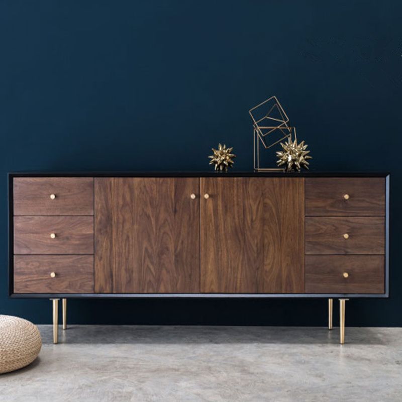 Moderno 6 cassetti Sideboard Pine in legno massiccio tavolo a buffet per soggiorno per soggiorno