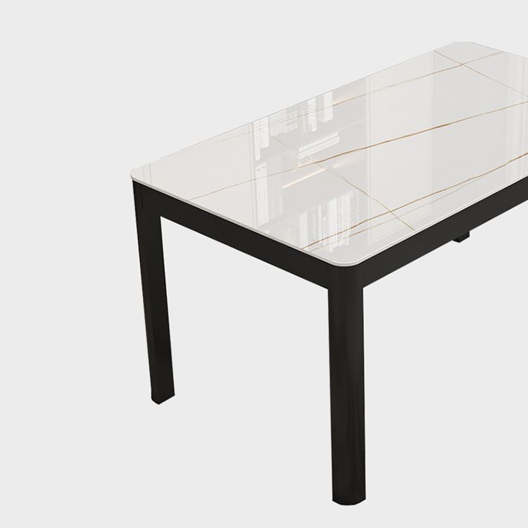 Table de salle à manger rectangulaire en verre de style contemporain avec 4 pieds