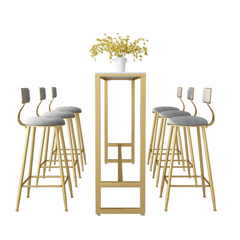 1/2/7 pièces Glam Glam Iron Bar Table Recangle Recangle Bistro en marbre en faux marbre avec repose-pied