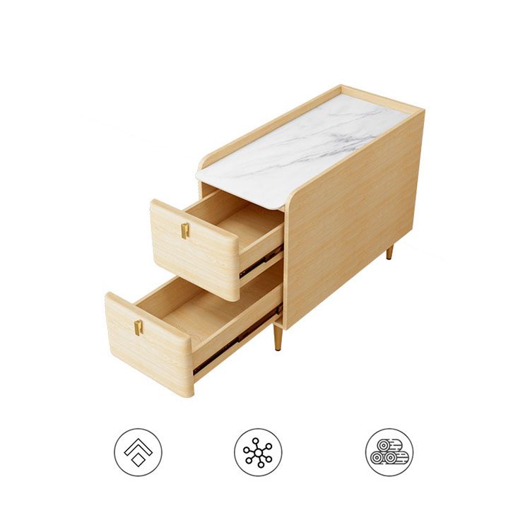 Tavola del lato superiore in ardesia rettangolare moderna 23.6 "Fine 4 gambe in metallo alto 4 gambe con 2 cassetti