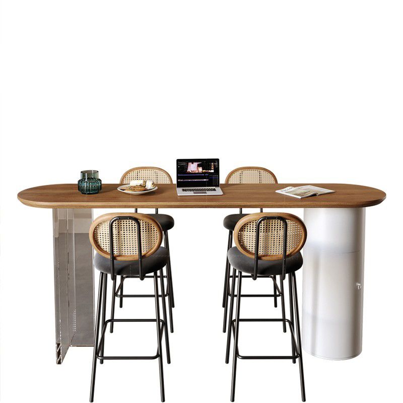 Modern Style Oval Bar Table 1/2/5 Pieces Wood Bar Table Set for Kitchen Clearhalo 'Bar Furniture' 'furn' 'furn_home_bar_bar_sets' 'Furniture' 'Home Bars & Bar Sets' 'home_bar_bar_sets' 'Kitchen & Dining Furniture' 1200x1200_011aaa9d-91e7-414e-ac21-d4e92c71d6db