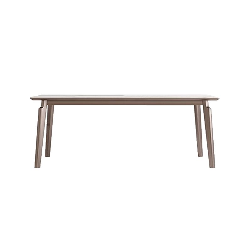 Mesa de comedor estilo Glam, mesa de comedor rectangular de piedra en blanco