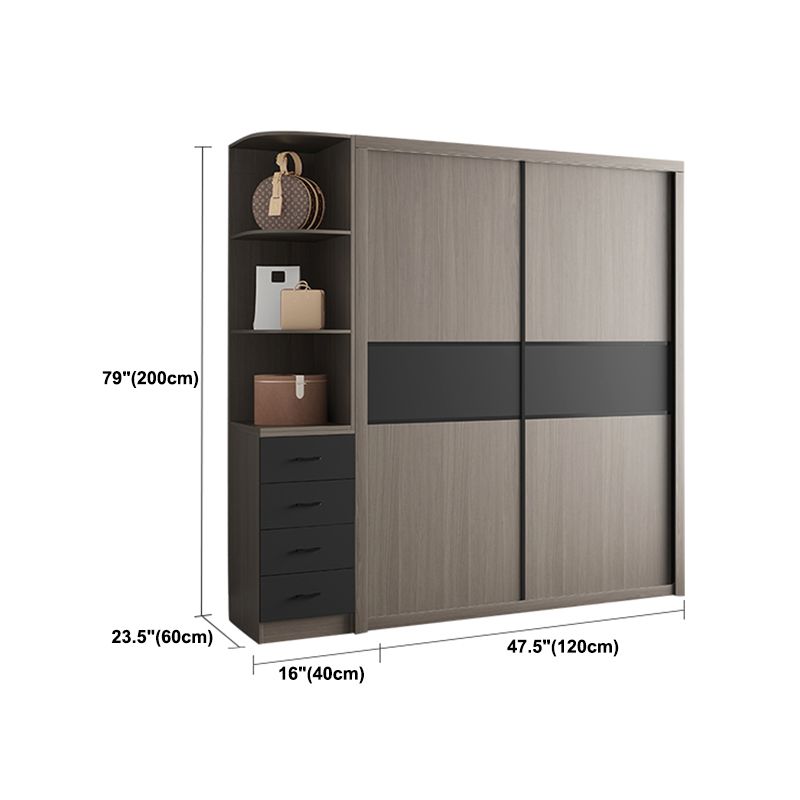 Engineered Wood Wardrobe Armoire With Shelves Modern Wardrobe Closet Clearhalo 'Armoires & Wardrobes' 'armoires_wardrobes' 'Bedroom Furniture' 'furn' 'furn_armoires_wardrobes' 'Furniture' 1200x1200_011cde8b-8dfb-4b8b-8a21-20319ee22f58