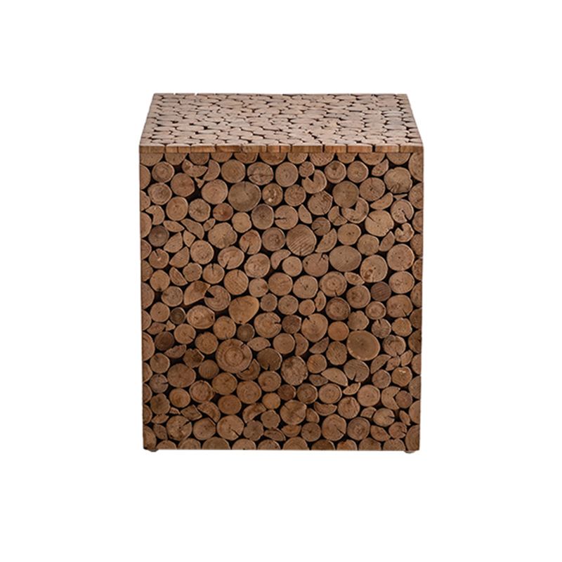 Tavolo laterale quadrato in stile country tavolino in legno solido naturale