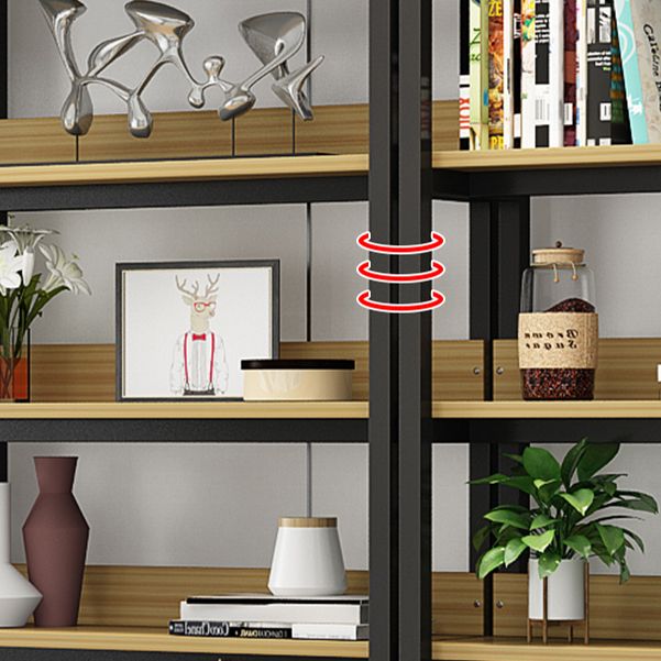 Metal Engineered Wood Shelf Bookcase Modern Home Open Book Shelf with 2 Doors