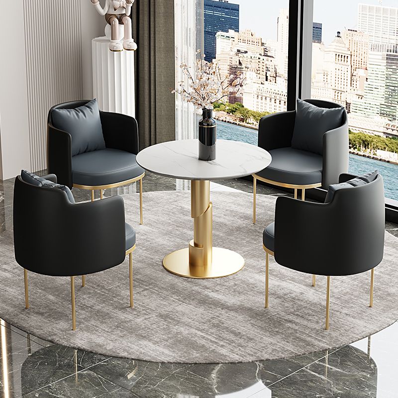 Modern Style Sintered Stone Dining Set Round 1/5 Pieces Dining Set for Home Use Clearhalo 'Dining Room Sets' 'Dining Tables & Seating' 'dining_room_set' 'furn' 'furn_dining_room_set' 'Furniture' 'Kitchen & Dining Furniture' 1200x1200_0121dc09-850e-4e2f-8f70-79360ee24598