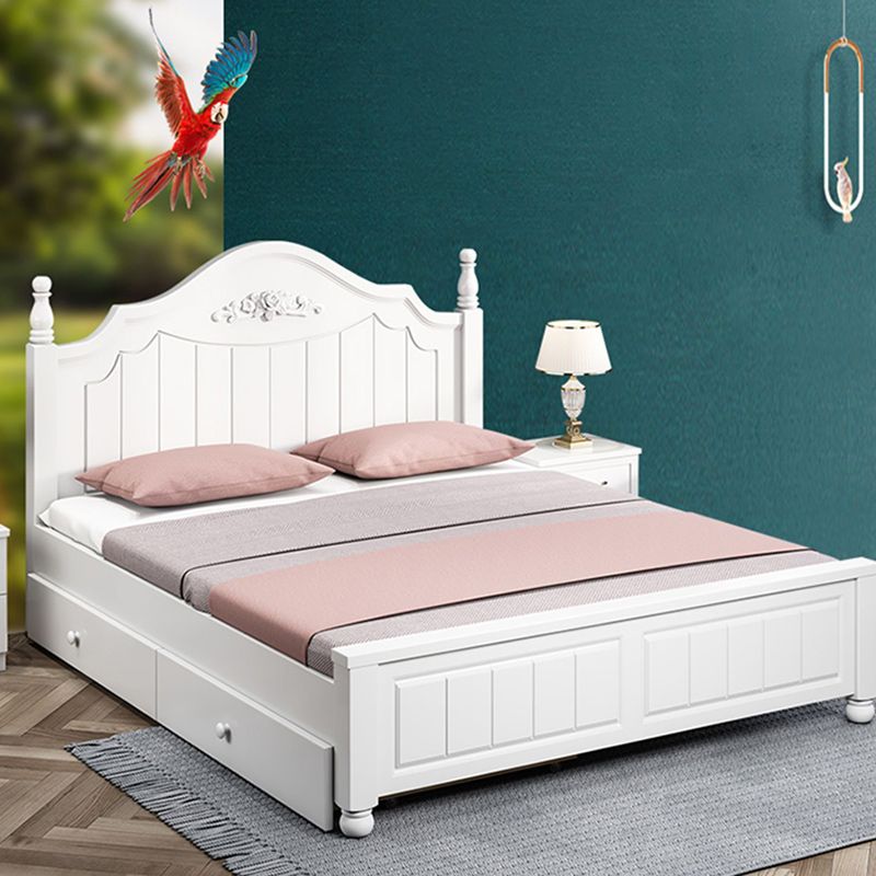 Contemporary Solid Color Slat Bed Arched Bed With Custom Wood Legs