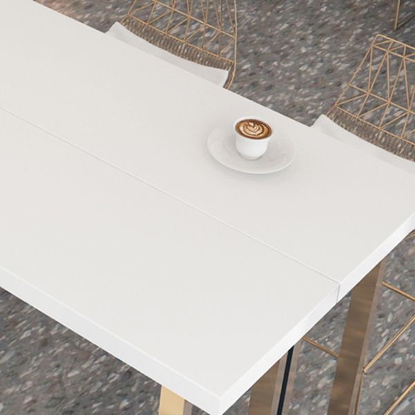 Tavolo da pub glam con tavolo da barra in legno in legno bianco in metallo in metallo oro