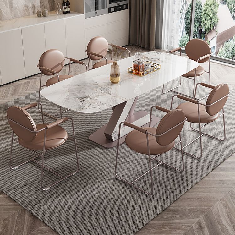 Dining Room Set Modern Sintered Stone Table with Pedestal Base Rectangle Dining Set for Restaurant Clearhalo 'Dining Room Sets' 'Dining Tables & Seating' 'dining_room_set' 'furn' 'furn_dining_room_set' 'Furniture' 'furniture_dining_room_set' 'Kitchen & Dining Furniture' 'kitchen&dining_furn' 'kitchen' 1200x1200_01271eae-fe87-4a02-8c68-1077a8f72fa7