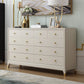Commode Double Glam classique, commode de rangement horizontale en cerisier pour chambre à coucher