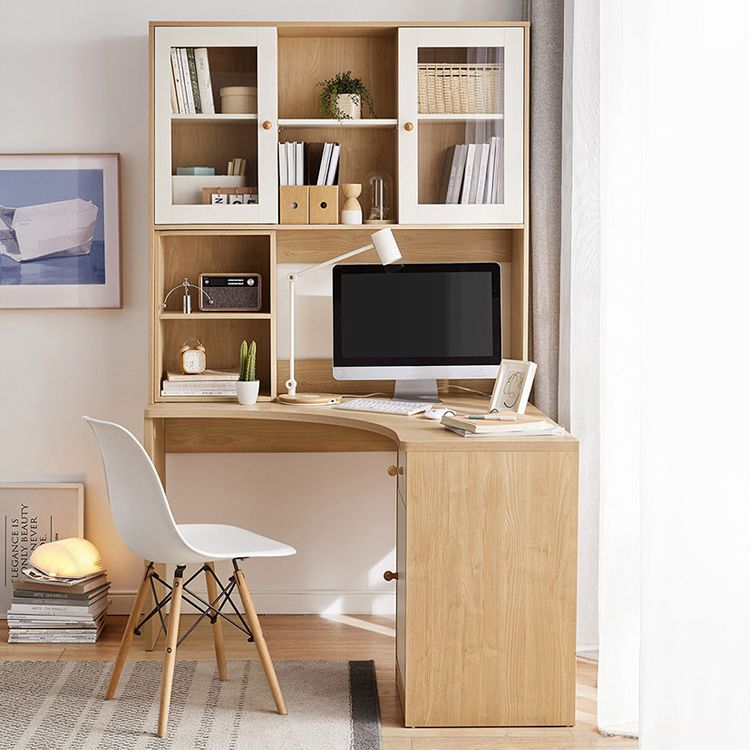 Gestion du câble contemporain bureau de bureau à domicile avec étagères de rangement