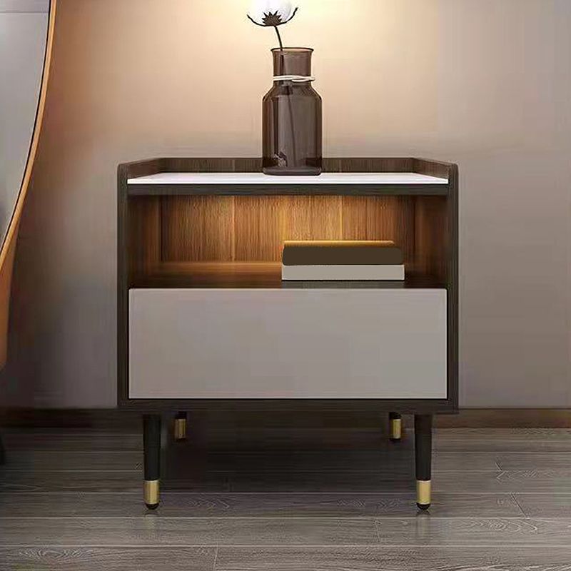 Modern Stone Top Top Open Open Storage Open Tavolo da 18 pollici H 1-Drawer Night With Gambe