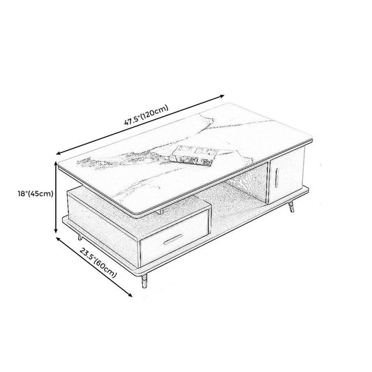 4 Legs Base Design Wood-based Material Square Grey/white Coffee Table Clearhalo 'Coffee & Accent Tables' 'Coffee Tables' 'coffee_tables' 'furn' 'furn_coffee_tables' 'Furniture' 'furniture_coffee_tables' 'Living Room Furniture' 1200x1200_01322ac7-238d-4a34-8e06-03c400195312