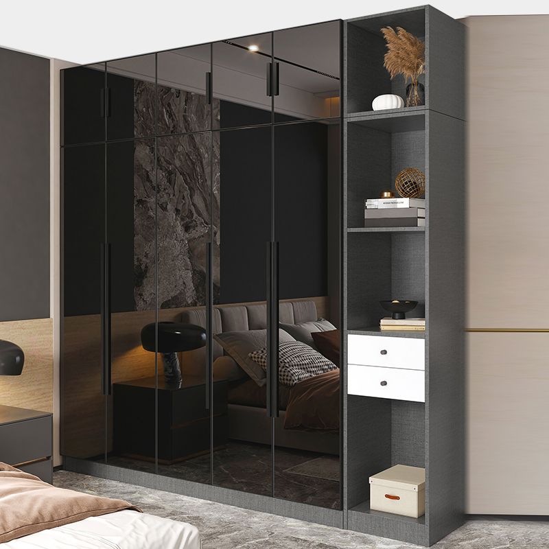Modern Style Wardrobe Grey Colour Glass Wardrobe Closet for Bedroom Clearhalo 'Armoires & Wardrobes' 'armoires_wardrobes' 'Bedroom Furniture' 'furn' 'furn_armoires_wardrobes' 'Furniture' 1200x1200_0134b9e6-ec86-4778-bcf3-863231984b34