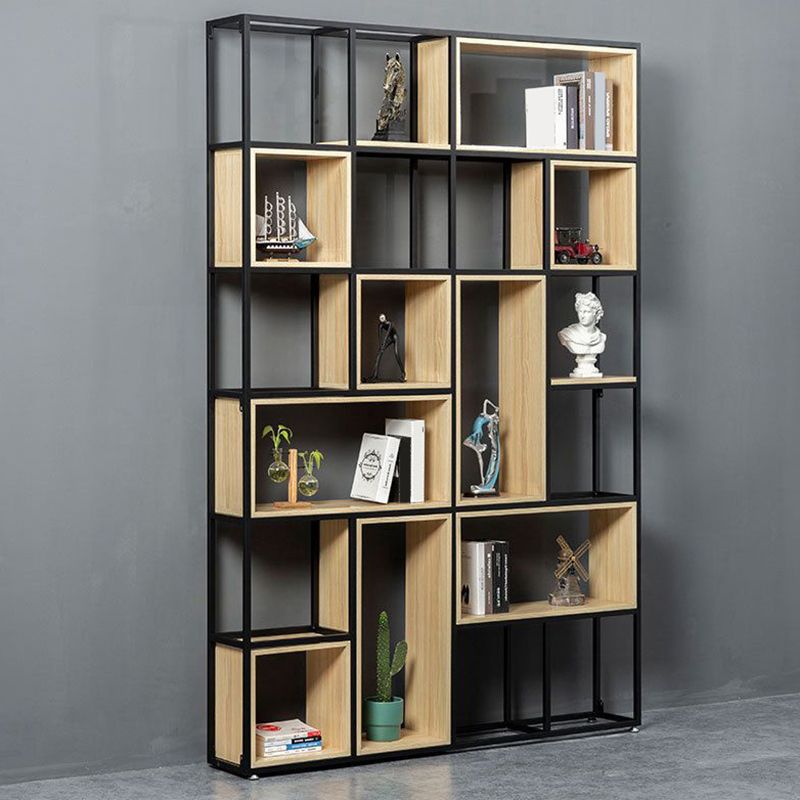 9.8" W Contemporary Geometric Bookshelf Open Back Metal Bookcase