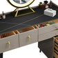 Glam Slate Top Vanity Dressing Table 7 Drawers Vanity Makeup Table Set