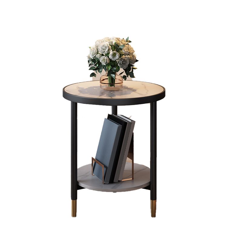 3 benen leisteen bijzettafel rondom minimalistische dubbele laag eindtafel