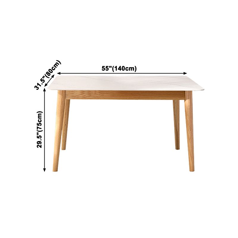Simplicity Rectangle Dining Table White Sintered Stone Table with 4 Oak Solid Wood Legs Clearhalo ' dining_table' 'Dining Tables & Seating' 'Dining Tables' 'furn' 'furn_dining_table' 'Furniture' 'furniture_dining_table' 'Kitchen & Dining Furniture' 'kitchen&dining_furn' 'kitchen' 'kitchen_dining_table' 1200x1200_013aca35-c903-4a3d-b864-3d80cc985726