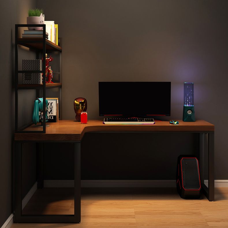 Rectangular Corner Writing Desk Solid Wood Office Desk with Iron Legs for Bedroom Clearhalo 'furn' 'furn_office_desk' 'Furniture' 'Office Desks' 'Office Furniture' 'office_desk' 1200x1200_014017da-bd92-42ee-b15d-49ebb24d61bf