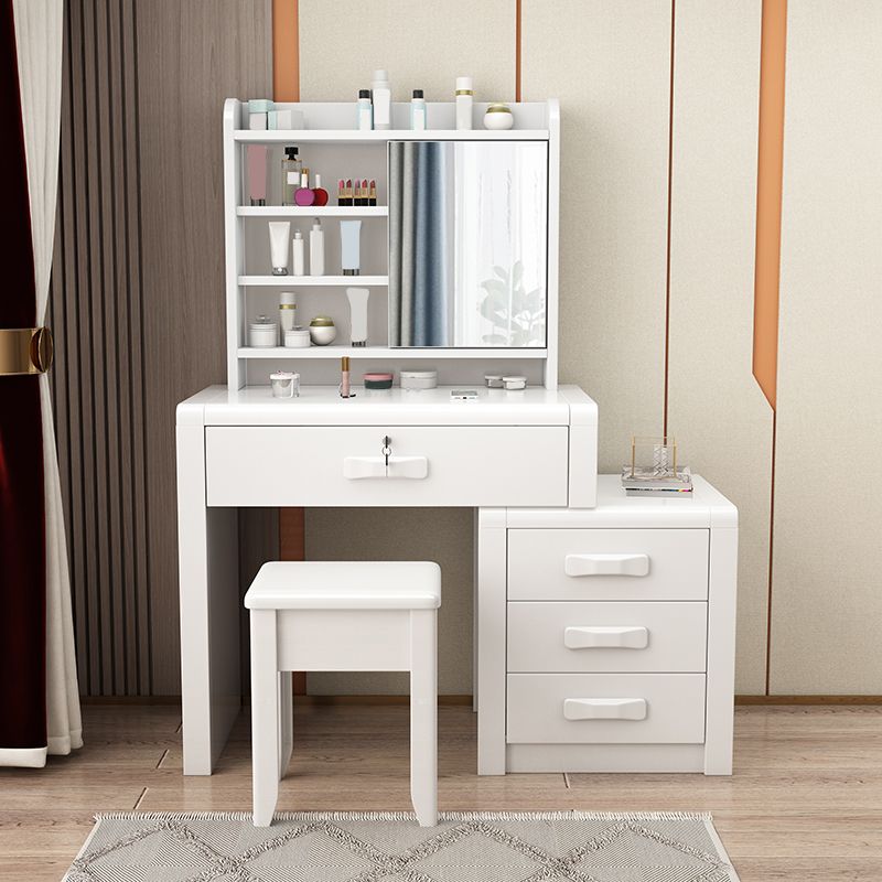 Solid Wood Makeup Vanity Desk Table Scandinavian 4 Drawer Dressing Table