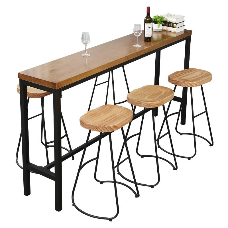 Industrial 1/4/6 Pieces Bar Table Set Rectangle Pine Wood Counter Table with High Stools Clearhalo 'Bar Furniture' 'furn' 'furn_home_bar_bar_sets' 'Furniture' 'Home Bars & Bar Sets' 'home_bar_bar_sets' 'Kitchen & Dining Furniture' 1200x1200_0140911c-d222-45cc-a760-06933e9987b7